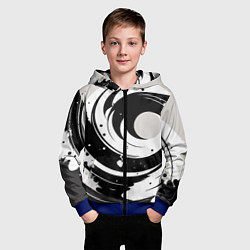 Толстовка на молнии детская Экспрессивная абстракция - нейроарт, цвет: 3D-синий — фото 2