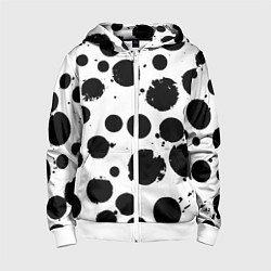 Толстовка на молнии детская Abstract black blots - ai art fantasy, цвет: 3D-белый