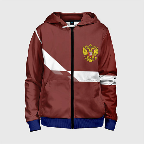 Детская толстовка на молнии Россия спорт геометрия / 3D-Синий – фото 1