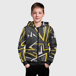 Толстовка на молнии детская Абстрактный фон со спортивным узором, цвет: 3D-черный — фото 2