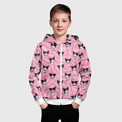 Толстовка на молнии детская Розовый паттерн Куроми, цвет: 3D-белый — фото 2