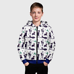 Толстовка на молнии детская Узор из черных магических кошек, цвет: 3D-синий — фото 2