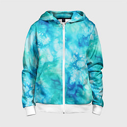 Детская толстовка на молнии Абстракция тай-дай аква