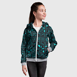 Толстовка на молнии детская Квадратные геометрические инженерные синие схемы п, цвет: 3D-меланж — фото 2