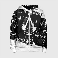 Толстовка на молнии детская Assassins Creed logo краски, цвет: 3D-белый