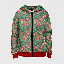 Детская толстовка на молнии Тюлпаны с бабочками