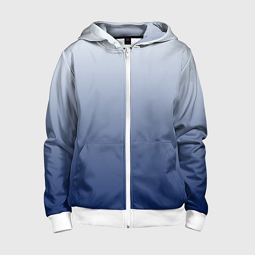 Детская толстовка на молнии Бело синий градиент / 3D-Белый – фото 1