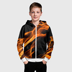 Толстовка на молнии детская Языки пламени текстура, цвет: 3D-белый — фото 2