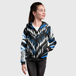 Толстовка на молнии детская Абстрактные бело-синие шипы, цвет: 3D-черный — фото 2