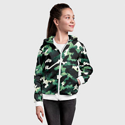 Толстовка на молнии детская Яркий зелёный камуфляж, цвет: 3D-белый — фото 2