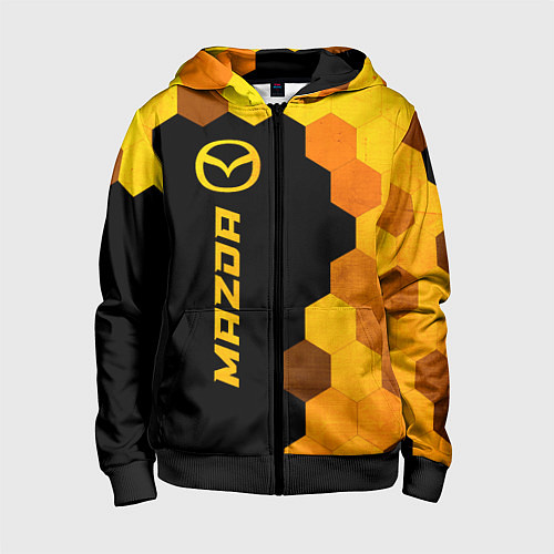 Детская толстовка на молнии Mazda - gold gradient по-вертикали / 3D-Черный – фото 1