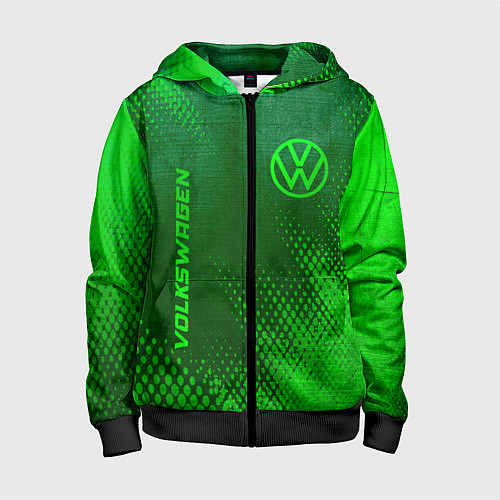 Детская толстовка на молнии Volkswagen - green gradient вертикально / 3D-Черный – фото 1