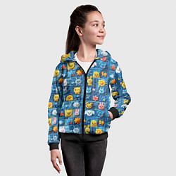 Толстовка на молнии детская Пэчворк с зайчиками, цвет: 3D-черный — фото 2