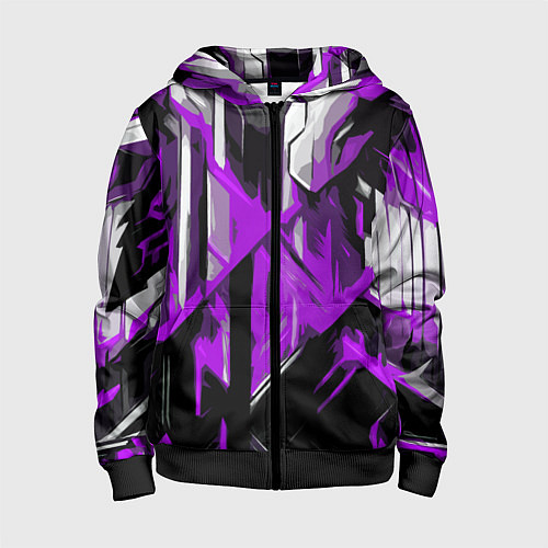 Детская толстовка на молнии White and purple abstraction on a black background / 3D-Черный – фото 1