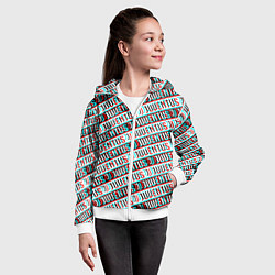 Толстовка на молнии детская Ювентус глитч паттерн, цвет: 3D-белый — фото 2