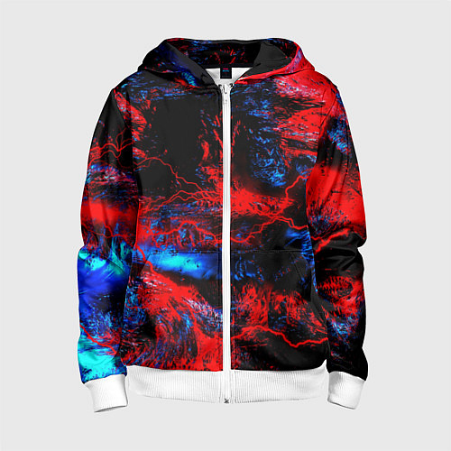 Детская толстовка на молнии Космические краски шторм / 3D-Белый – фото 1
