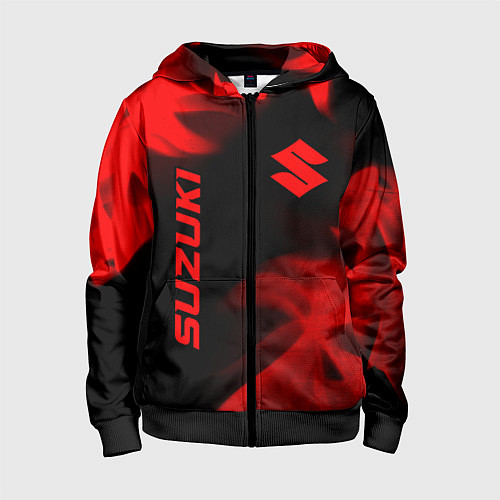 Детская толстовка на молнии Suzuki - red gradient вертикально / 3D-Черный – фото 1