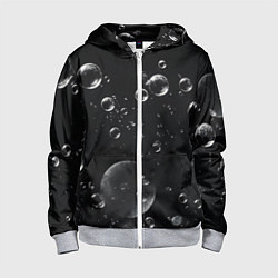 Детская толстовка на молнии Пузыри на черном фоне