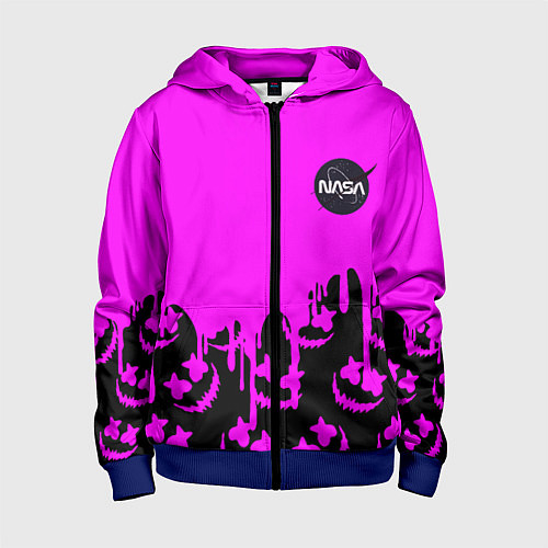 Детская толстовка на молнии Marshmello neon nasa / 3D-Синий – фото 1