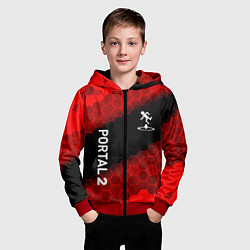 Толстовка на молнии детская Portal hexagon pattern, цвет: 3D-красный — фото 2