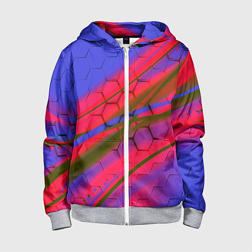 Детская толстовка на молнии Неоновая броня соты / 3D-Меланж – фото 1