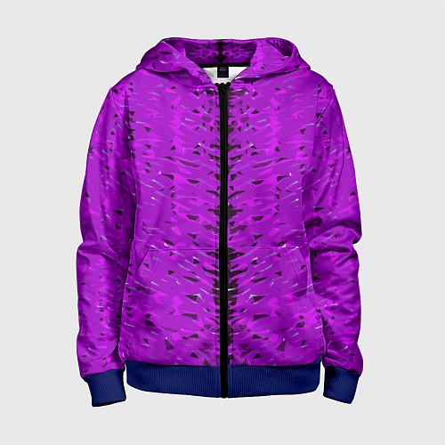Детская толстовка на молнии Чёрная вертикальная полоса на фиолетовом фоне / 3D-Синий – фото 1