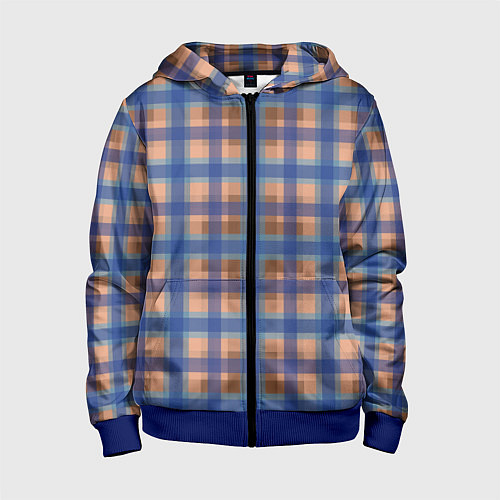 Детская толстовка на молнии Клетка в клетку / 3D-Синий – фото 1