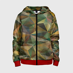 Толстовка на молнии детская Милитари абстракция стекло, цвет: 3D-красный