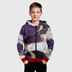Толстовка на молнии детская Фиолетовый с белым и золотым, цвет: 3D-красный — фото 2