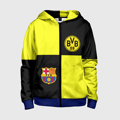 Детская толстовка на молнии Barcelona x Borussia / 3D-Синий – фото 1