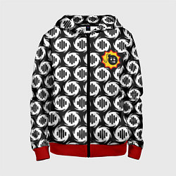 Толстовка на молнии детская Serious Sam logo pattern, цвет: 3D-красный