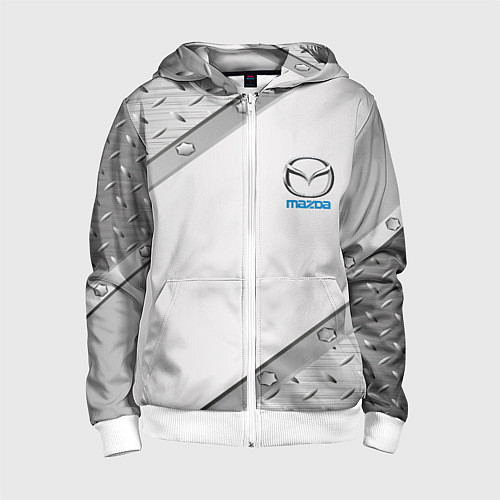 Детская толстовка на молнии Mazda текстура метал / 3D-Белый – фото 1