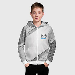 Толстовка на молнии детская Mazda текстура метал, цвет: 3D-белый — фото 2