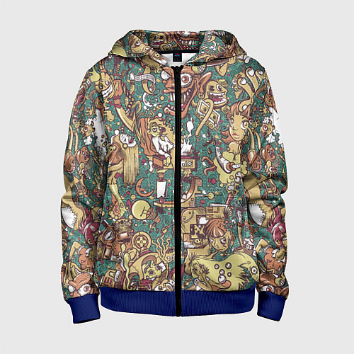 Детская толстовка на молнии Монстры и девушки / 3D-Синий – фото 1