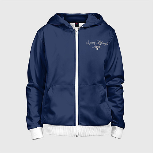 Детская толстовка на молнии Sporty lifestyle эмблема / 3D-Белый – фото 1
