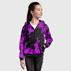 Толстовка на молнии детская Неоновый огонь текстура, цвет: 3D-черный — фото 2