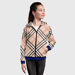 Толстовка на молнии детская Стильная клетка - шотландка, крупно, цвет: 3D-синий — фото 2