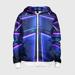 Толстовка на молнии детская Неоновая световая конструкция, цвет: 3D-белый