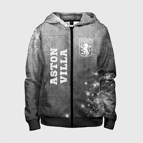 Детская толстовка на молнии Aston Villa - grey gradient вертикально / 3D-Черный – фото 1