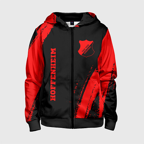 Детская толстовка на молнии Hoffenheim - red gradient вертикально / 3D-Черный – фото 1