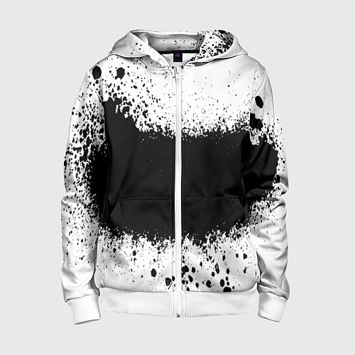 Детская толстовка на молнии Просто краски чёрные / 3D-Белый – фото 1