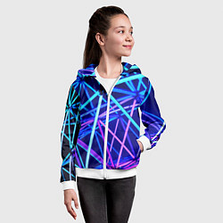 Толстовка на молнии детская Неоновая текстура геометрия, цвет: 3D-белый — фото 2