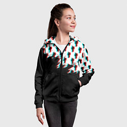 Толстовка на молнии детская Billie Eilish pattern glitch, цвет: 3D-черный — фото 2