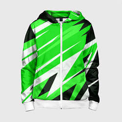 Толстовка на молнии детская Geometry stripes green, цвет: 3D-белый