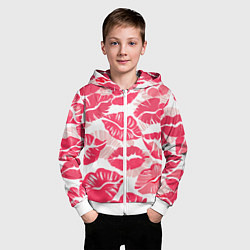 Толстовка на молнии детская Романтический отпечаток помады игривый макияж, цвет: 3D-белый — фото 2