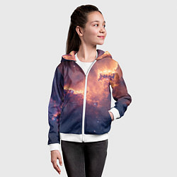 Толстовка на молнии детская Космические облака и звезды, цвет: 3D-белый — фото 2