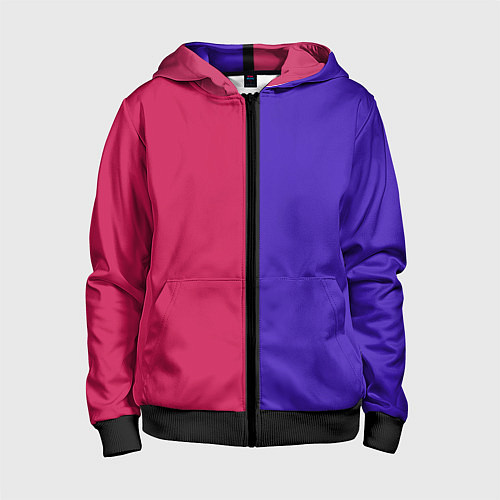 Детская толстовка на молнии Полосы фуксия, фиолетовый и черный / 3D-Черный – фото 1