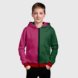 Толстовка на молнии детская Полосы фуксия, зеленый и черный, цвет: 3D-красный — фото 2