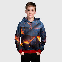 Толстовка на молнии детская Геометрический рендер с эффектом свечения, цвет: 3D-красный — фото 2