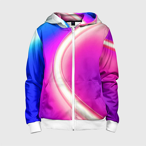 Детская толстовка на молнии Неоновый свет текстура / 3D-Белый – фото 1
